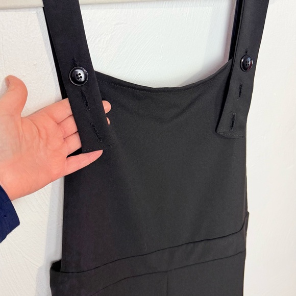 Nasty Gal Wide Leg Dungaree Jumpsuit overalls BLACK size 10 NWT - Picture 7 of 17